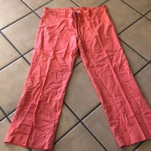 Pink coral linen pants